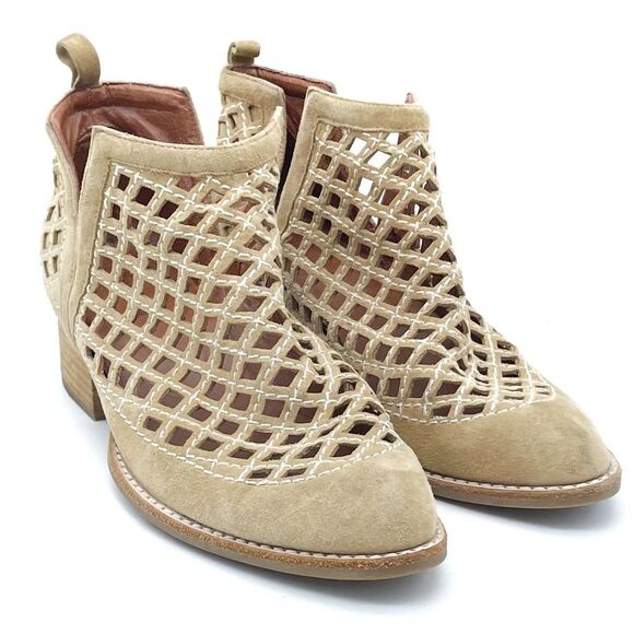 Jeffrey Campbell Taggart Booties Open Cut Out Boot Sand Leather Women’s Size 8.5 - Picture 8 of 15